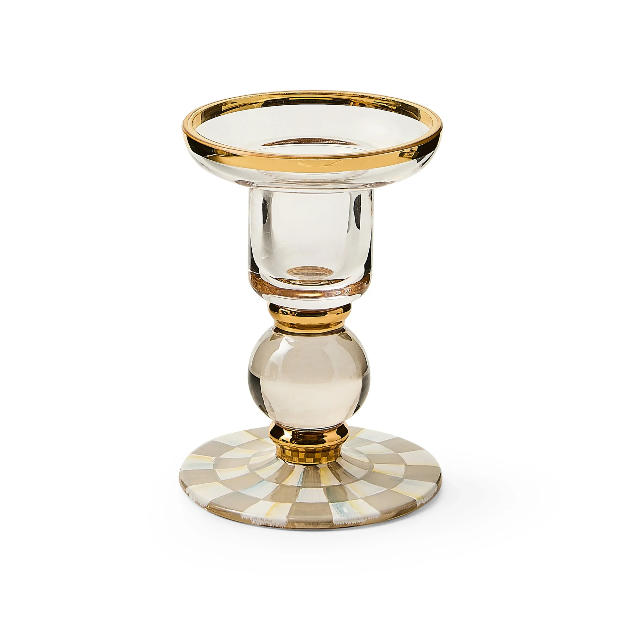 Sterling Check Small Glass Candlestick