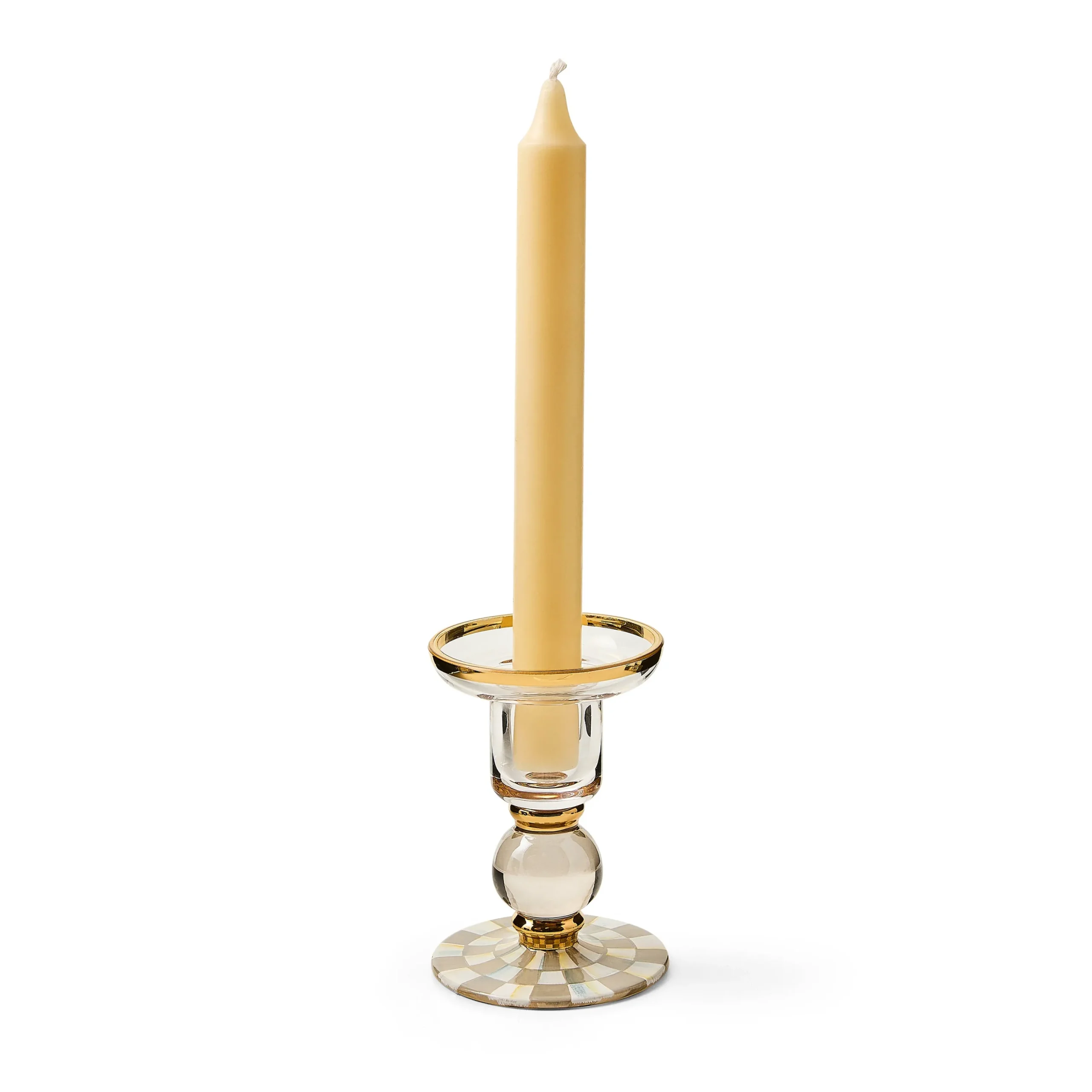 Sterling Check Small Glass Candlestick