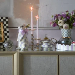 Sterling Check Small Glass Candlestick