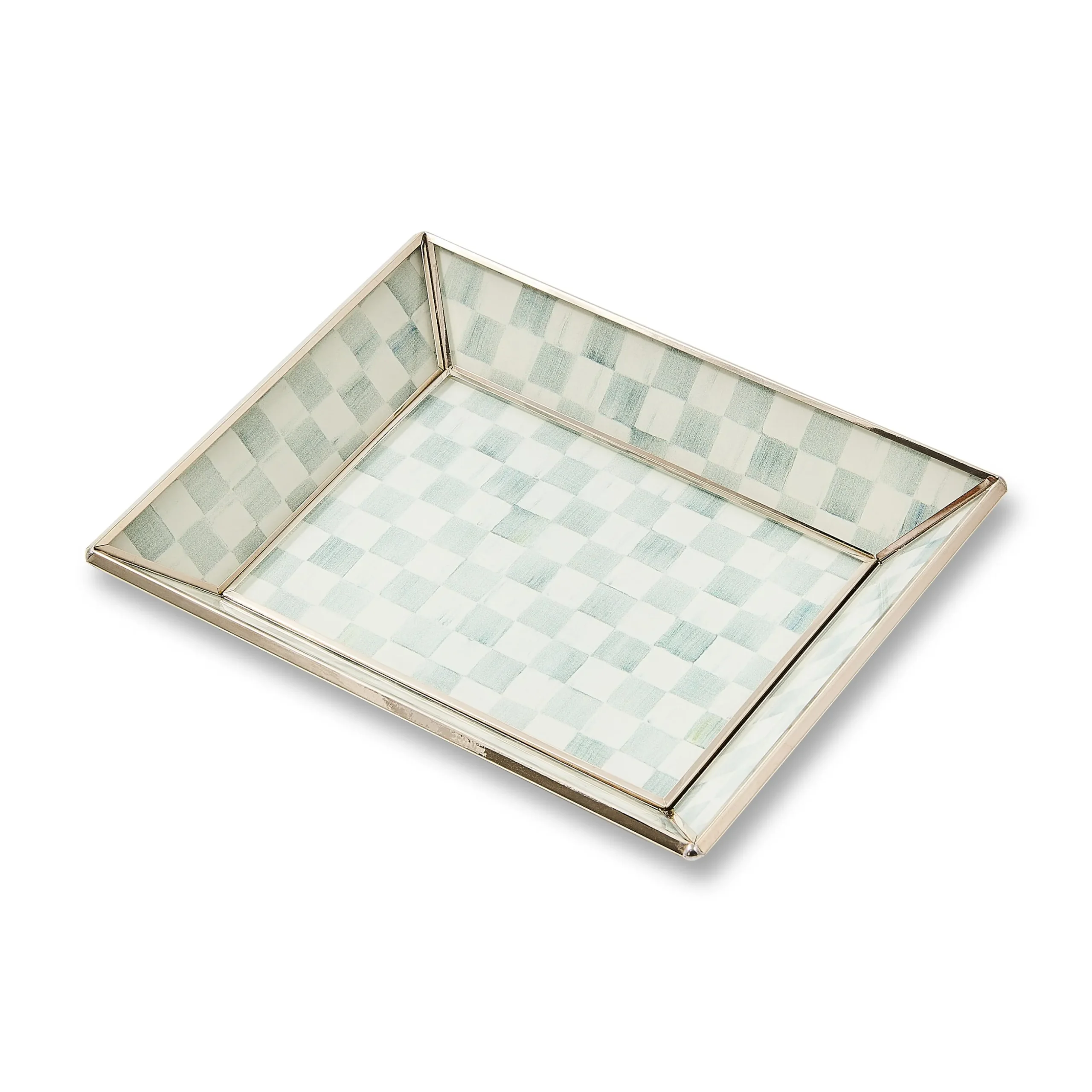 Sterling Check Small Glass Tray