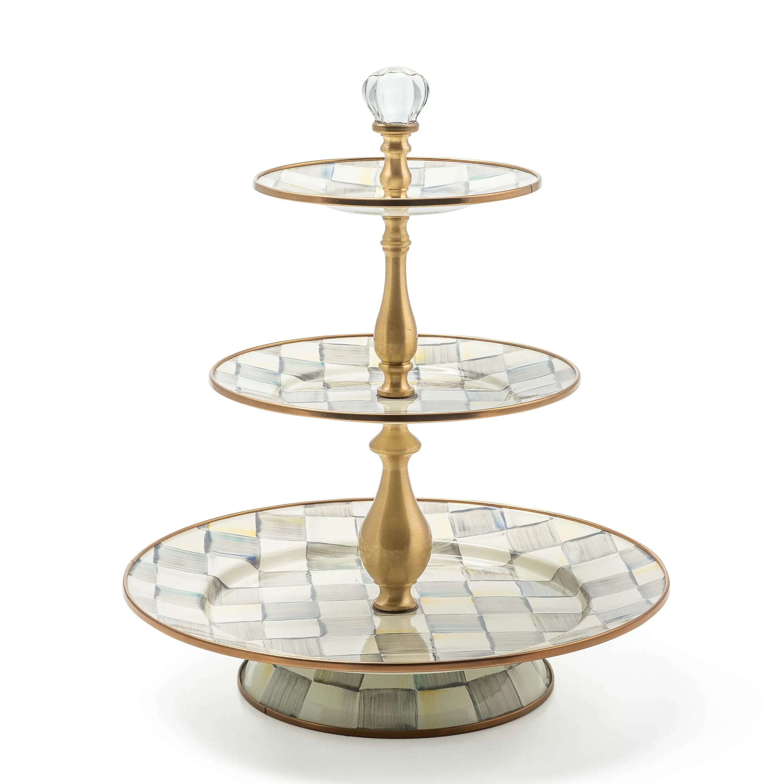 Sterling Check Three Tier Sweet Stand
