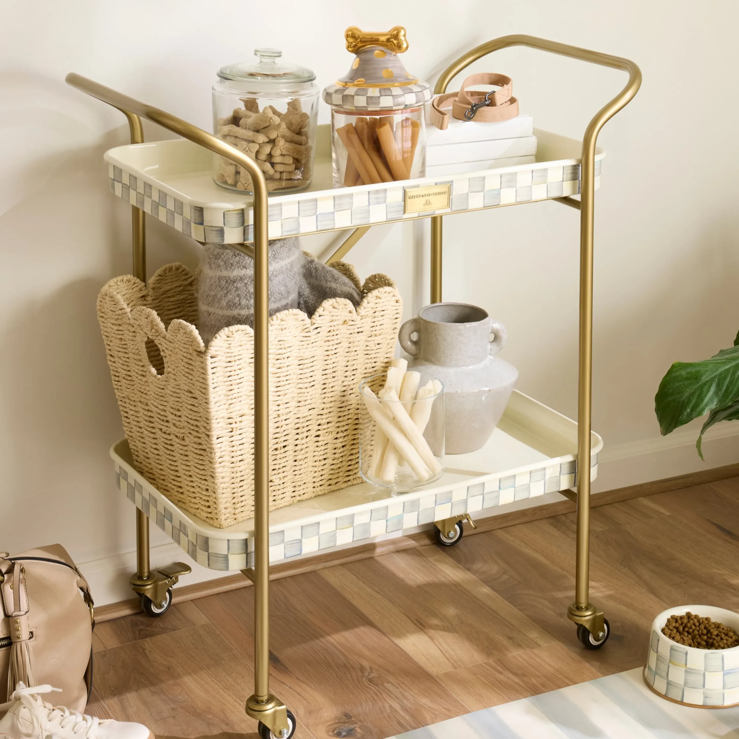 Sterling Check 2-Tier Kitchen Cart