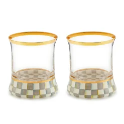 Sterling Check Tumbler Glass, Set of 2