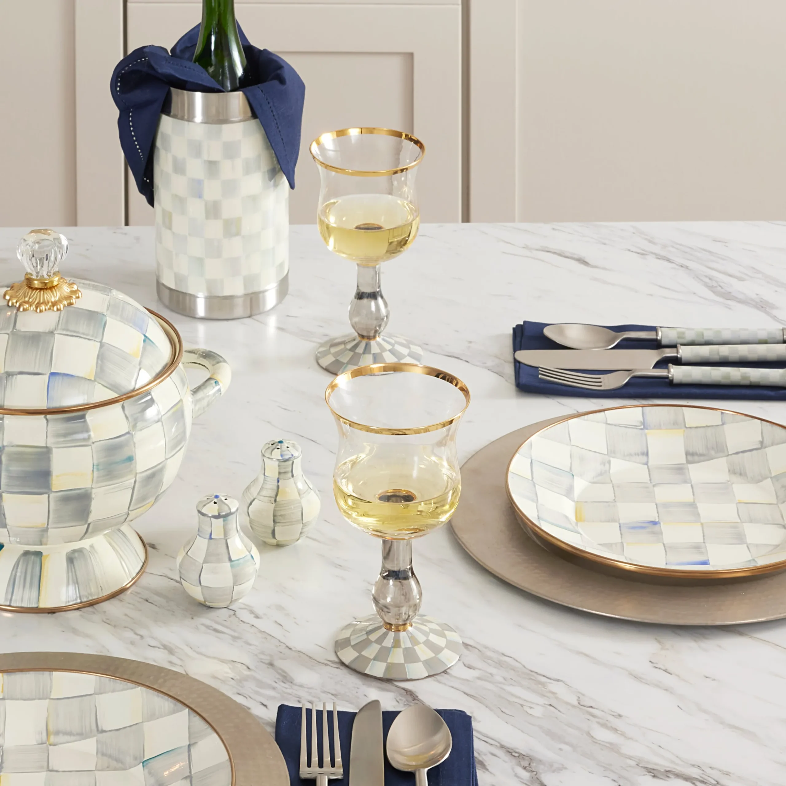 Sterling Check Wine Glass