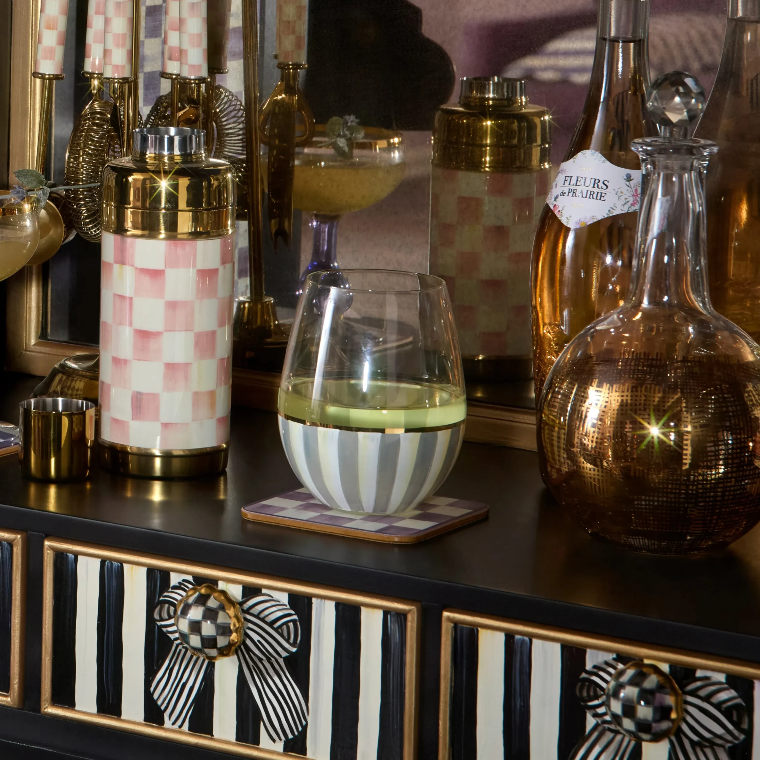 Sterling Stripe Stemless Wine Glass