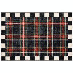 Stewart Tartan Black 2' x 3' Washable Rug
