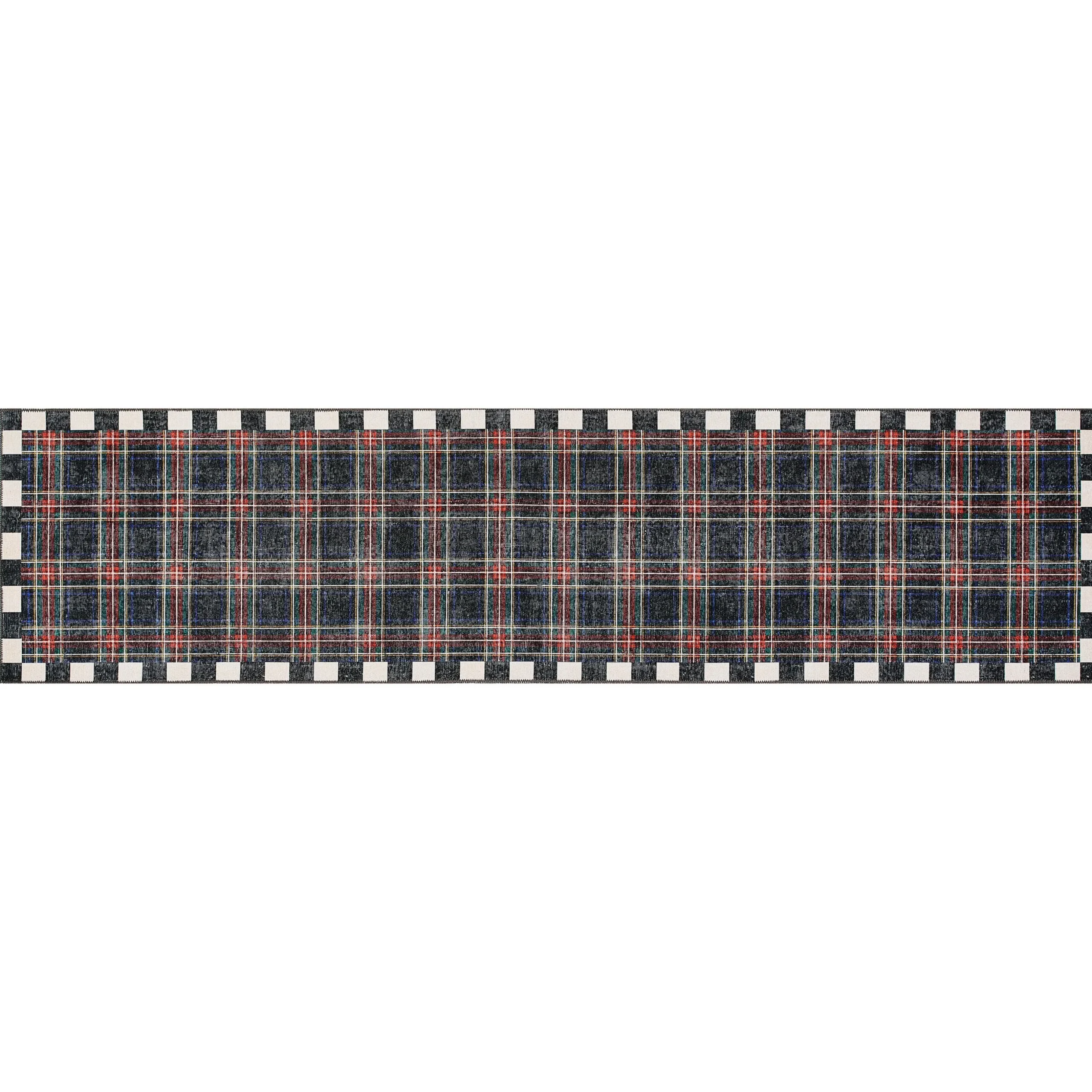 Stewart Tartan Black 2'6" x 10' Washable Runner