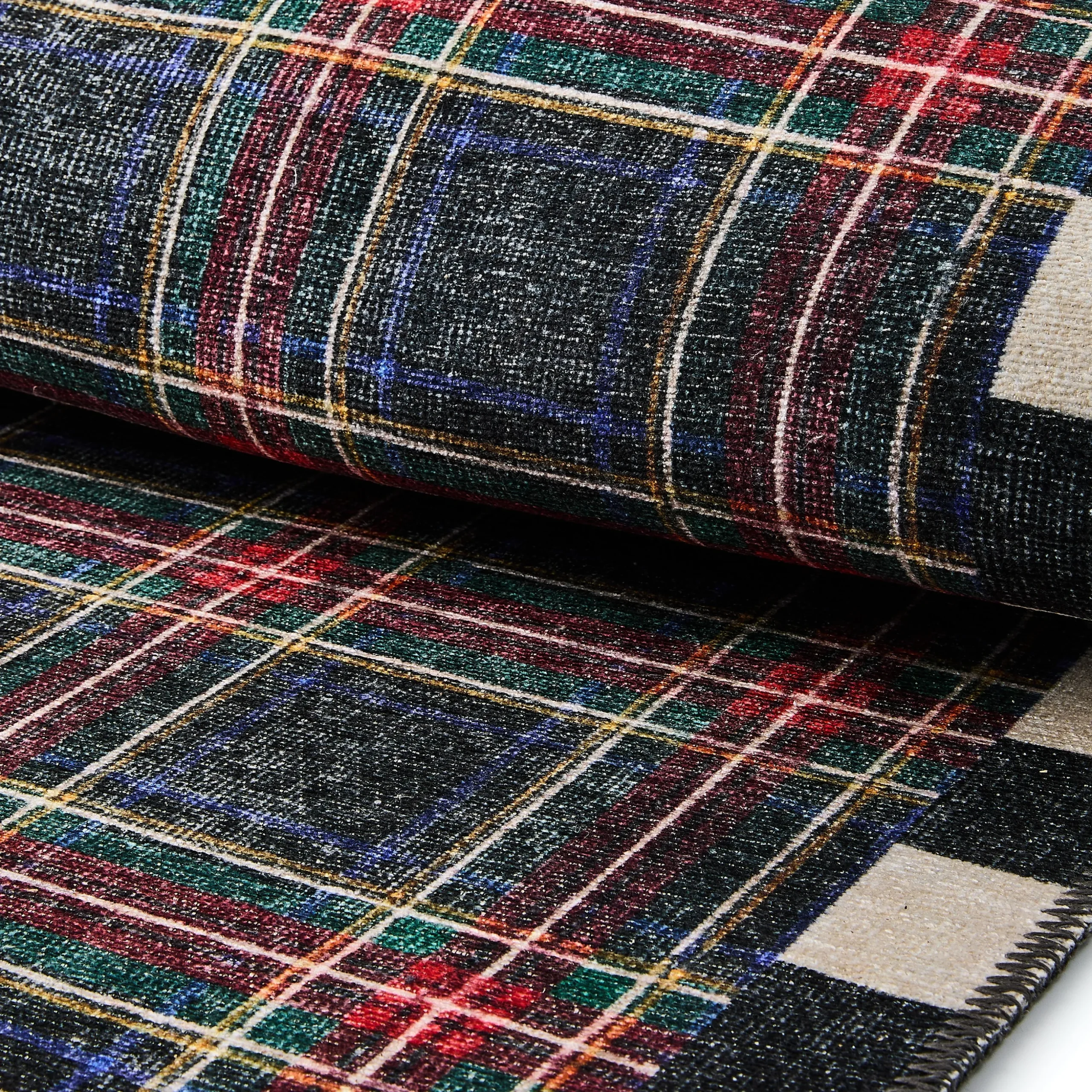 Stewart Tartan Black 2'6" x 10' Washable Runner