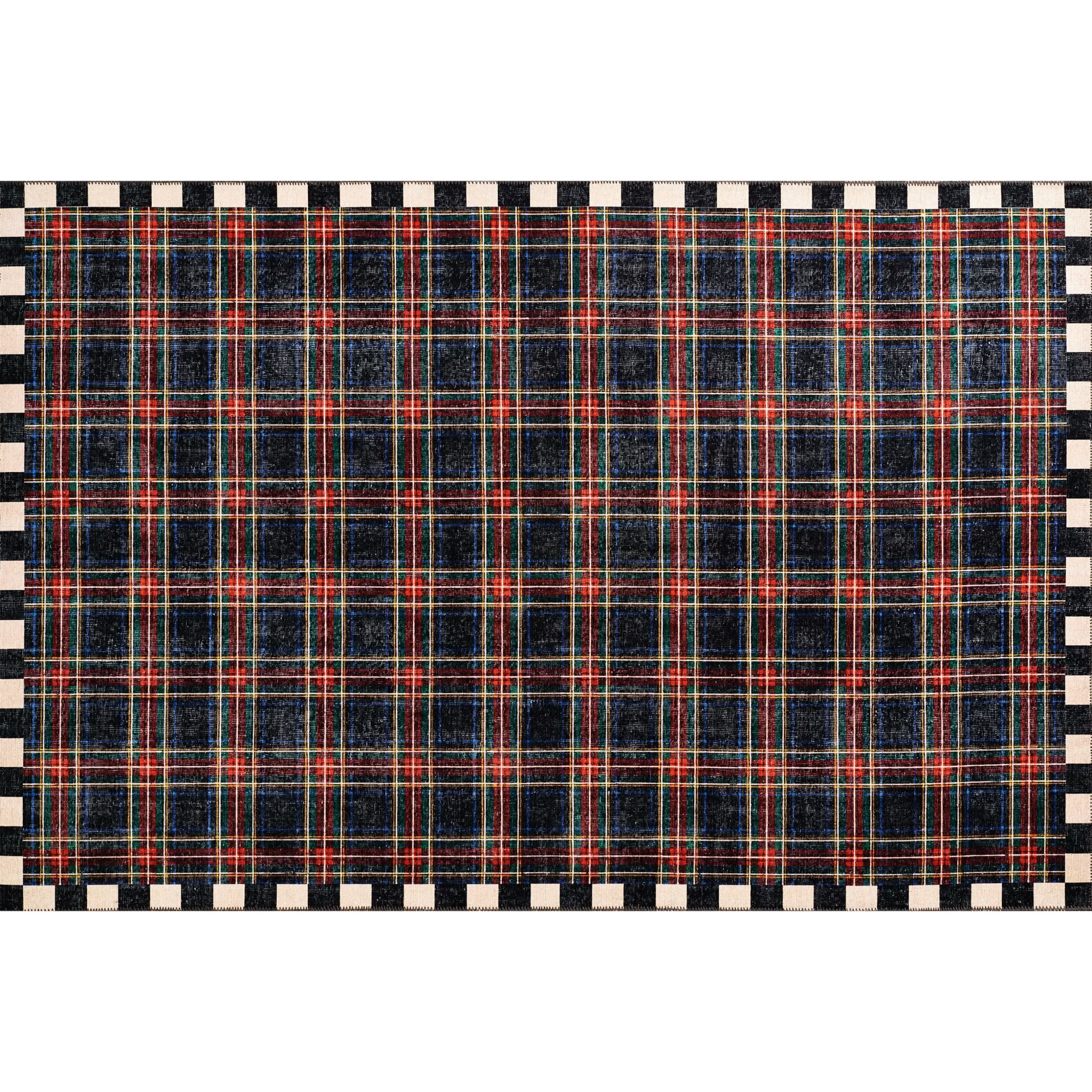 Stewart Tartan Black 5' x 7'6" Washable Rug