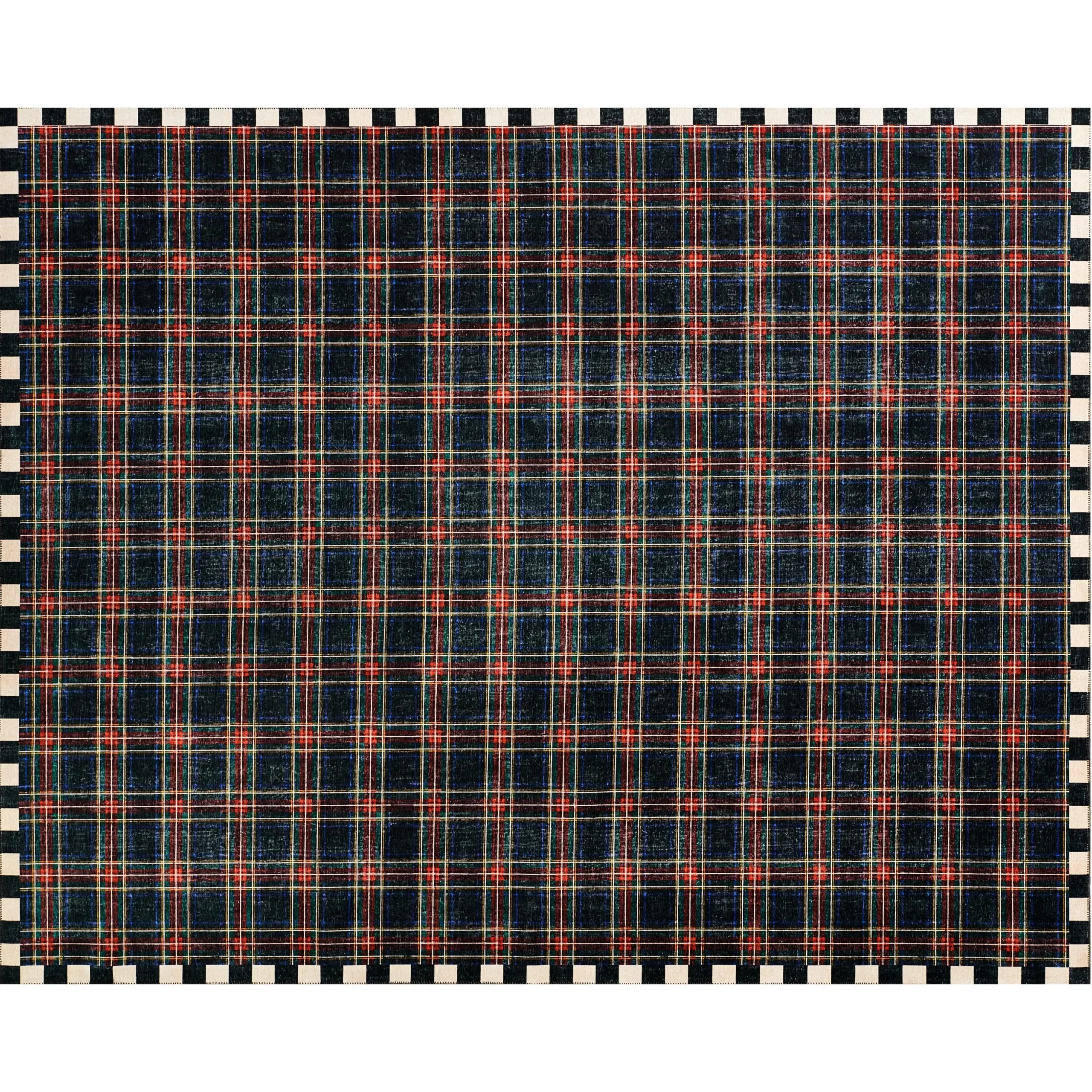 Stewart Tartan Black 8' x 10' Washable Rug