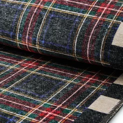 Stewart Tartan Black 8' x 10' Washable Rug