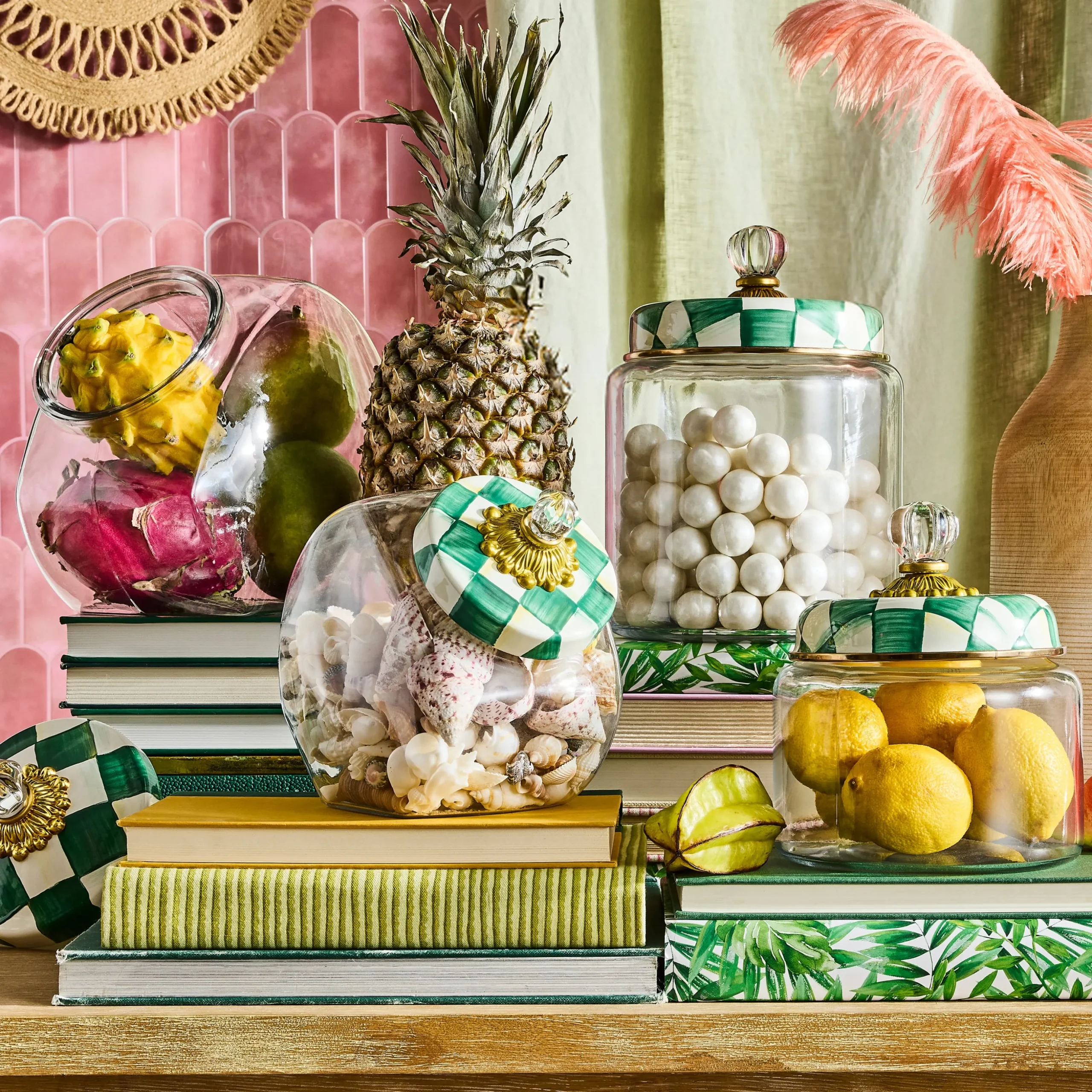 Sweets Jar with Emerald Check Lid