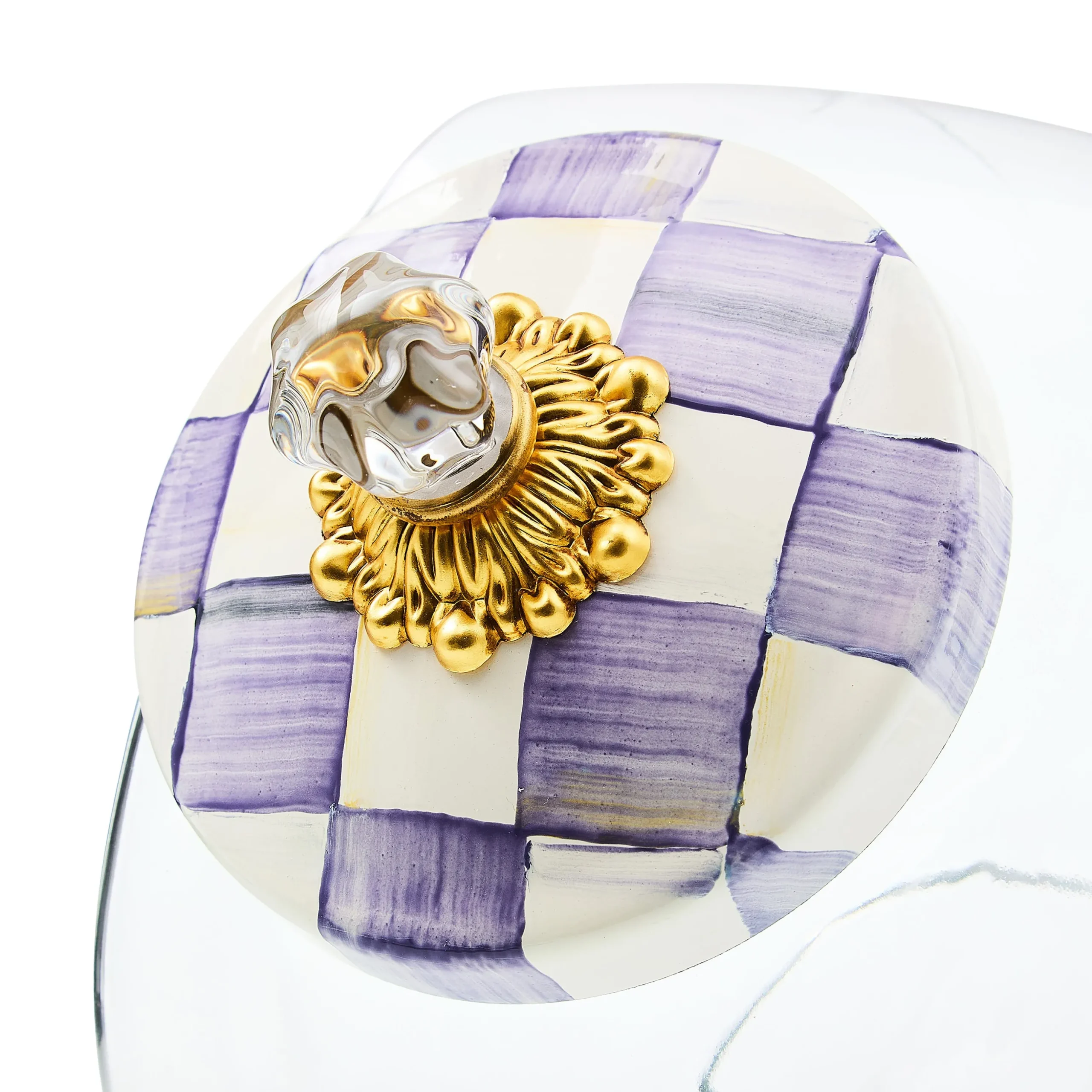 Sweets Jar with Violet Check Lid