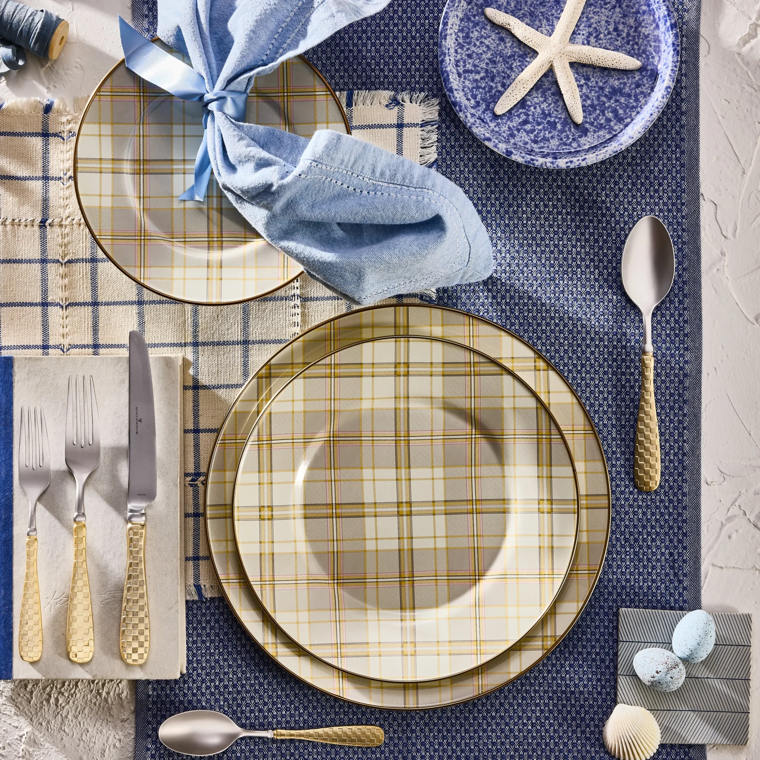 Tartan Latte Dinner Plate