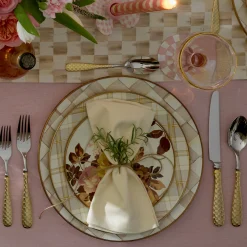 Tartan Latte Dinner Plate