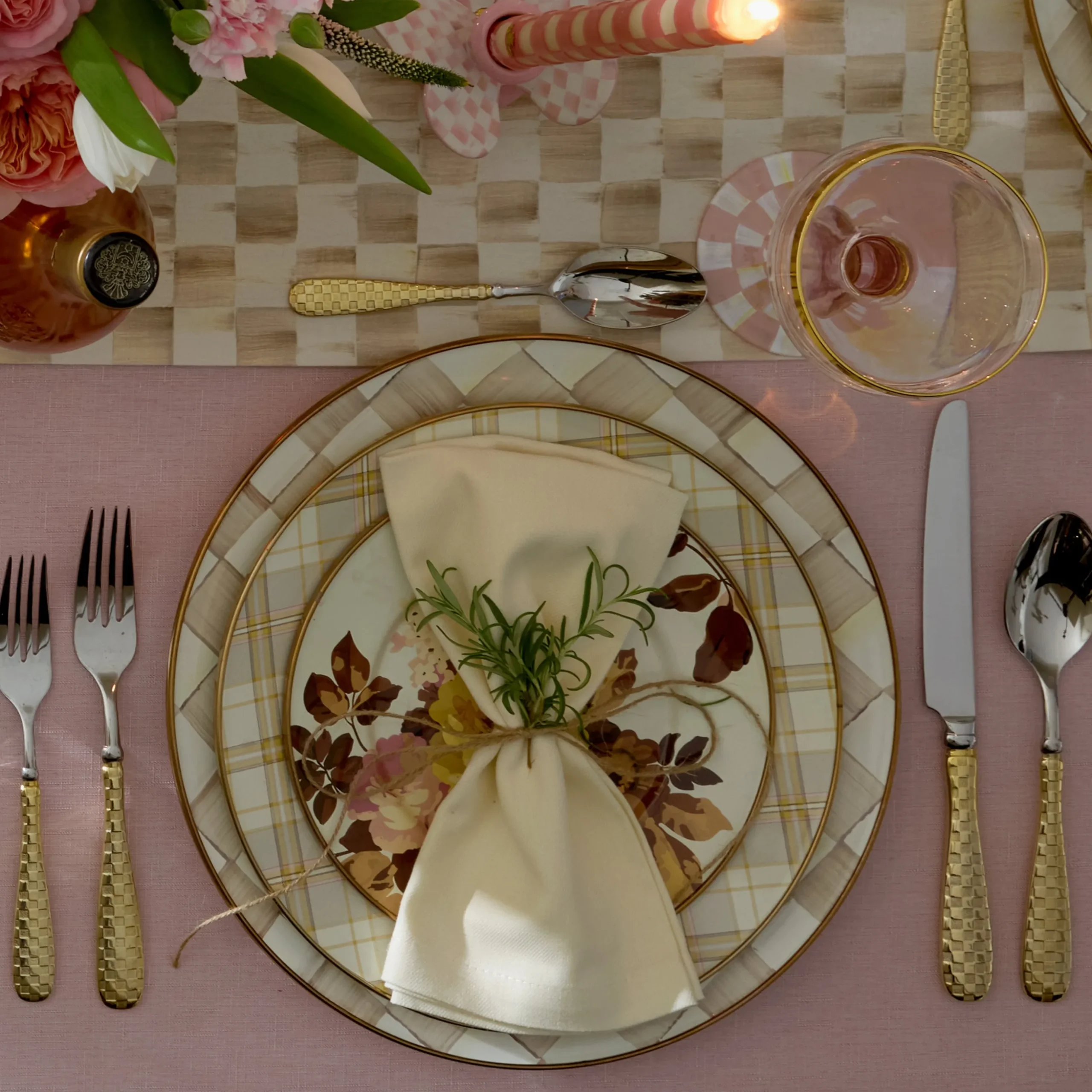 Tartan Latte Dinner Plate