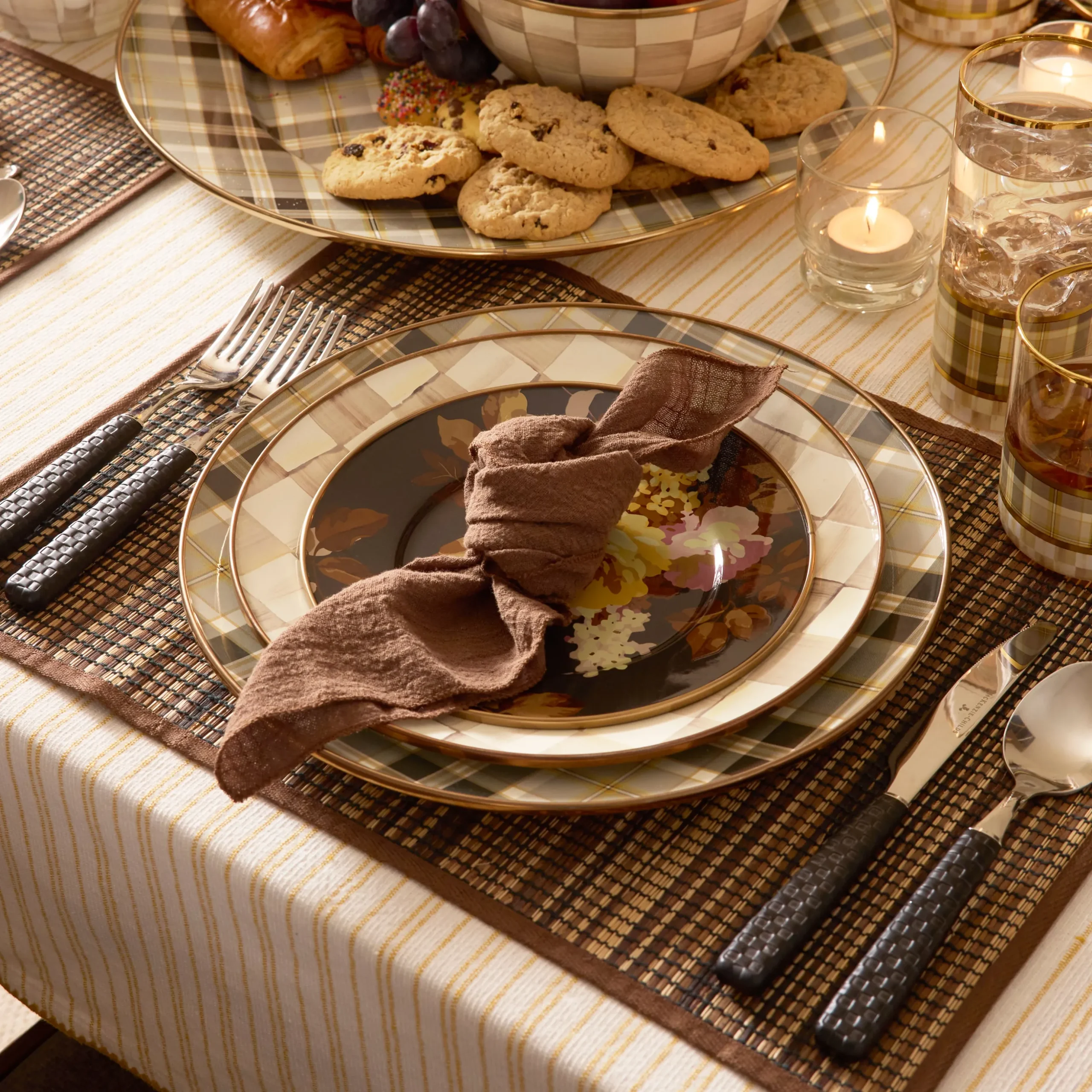 Tartan Mocha Charger Plate