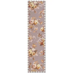 Taupe Wild Rose 2'6" x 10' Washable Runner