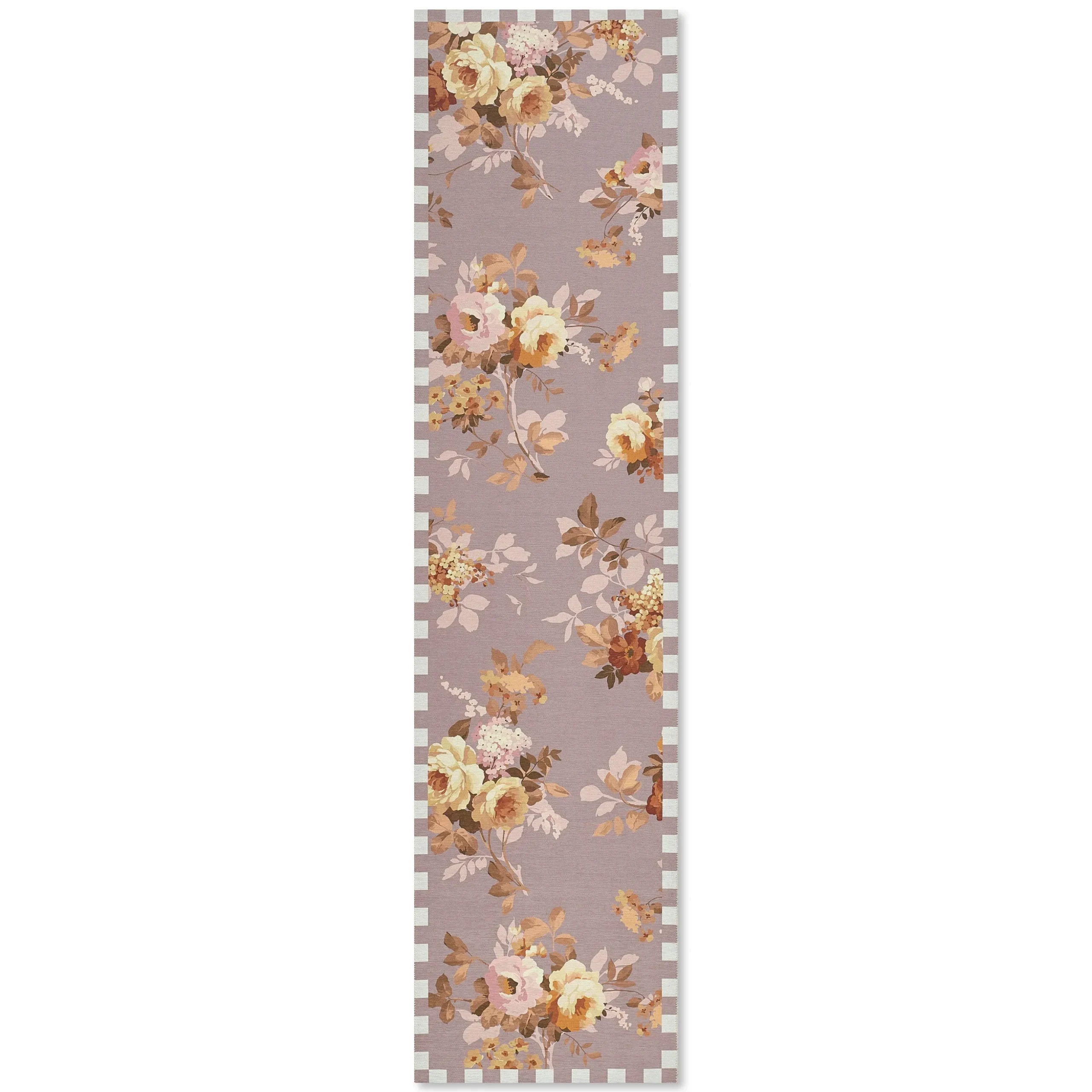Taupe Wild Rose 2'6" x 10' Washable Runner