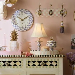 Violet Check Candlestick Lamp