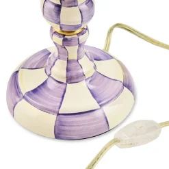 Violet Check Candlestick Lamp