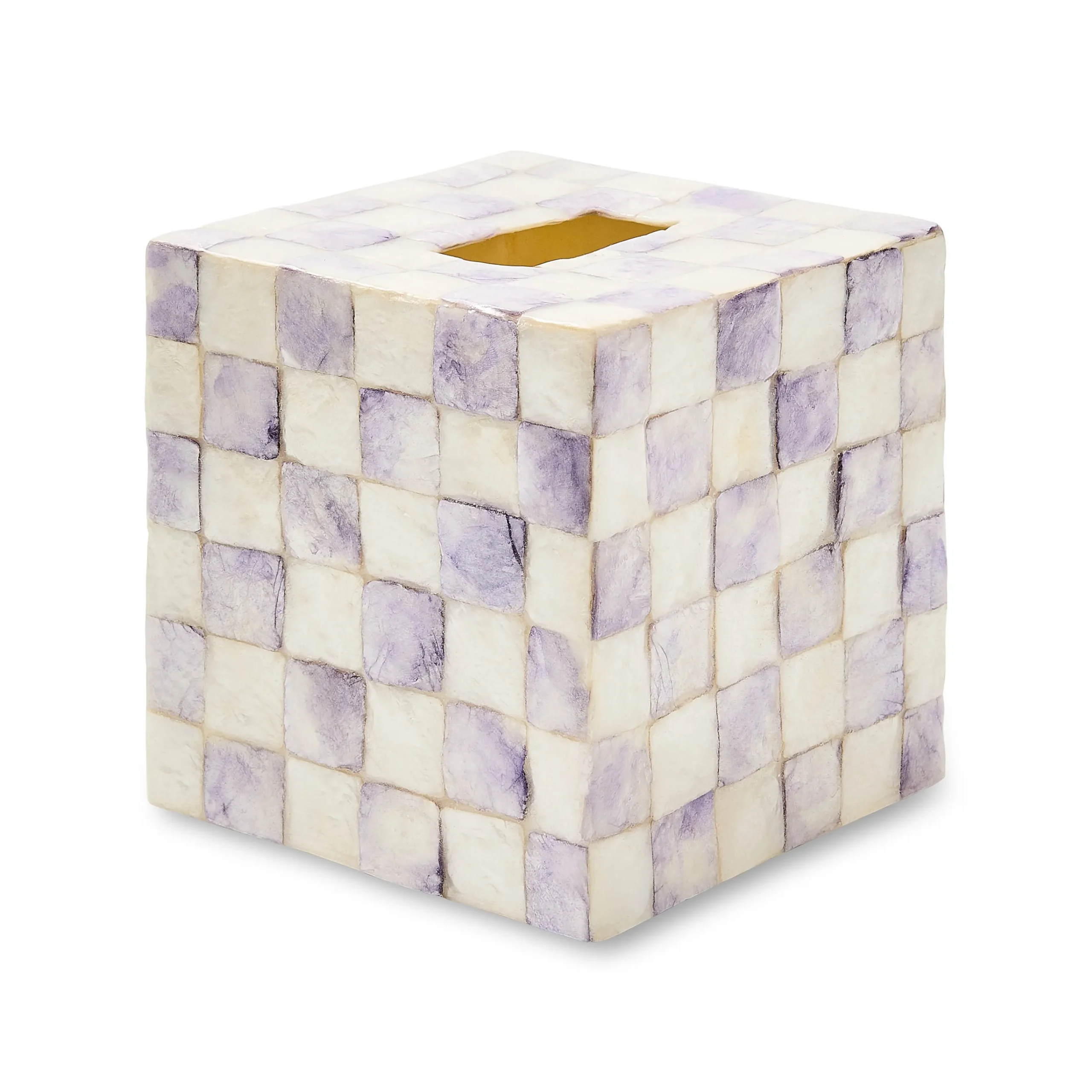 Violet Check Capiz Boutique Tissue Box Cover