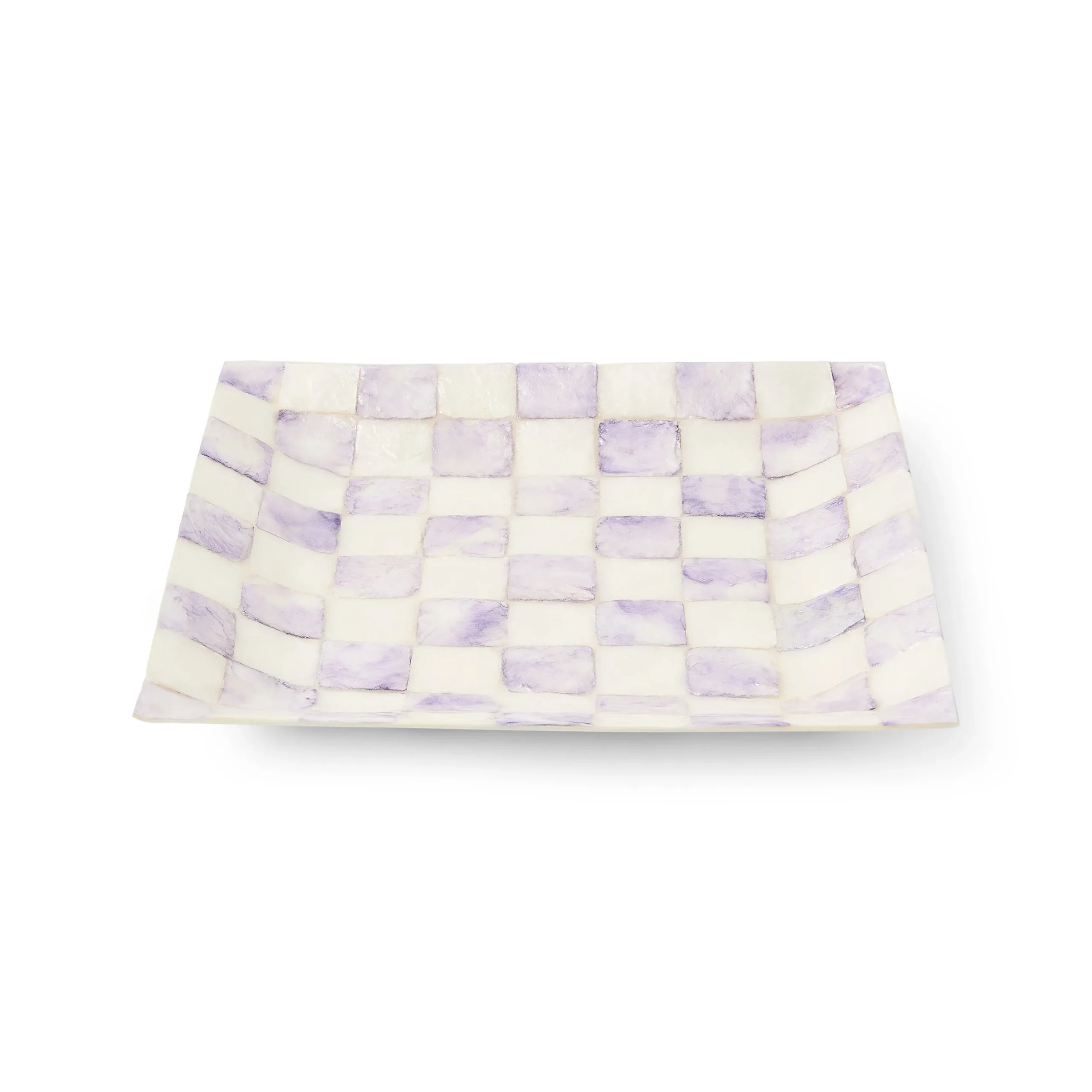 Violet Check Capiz Catchall Tray