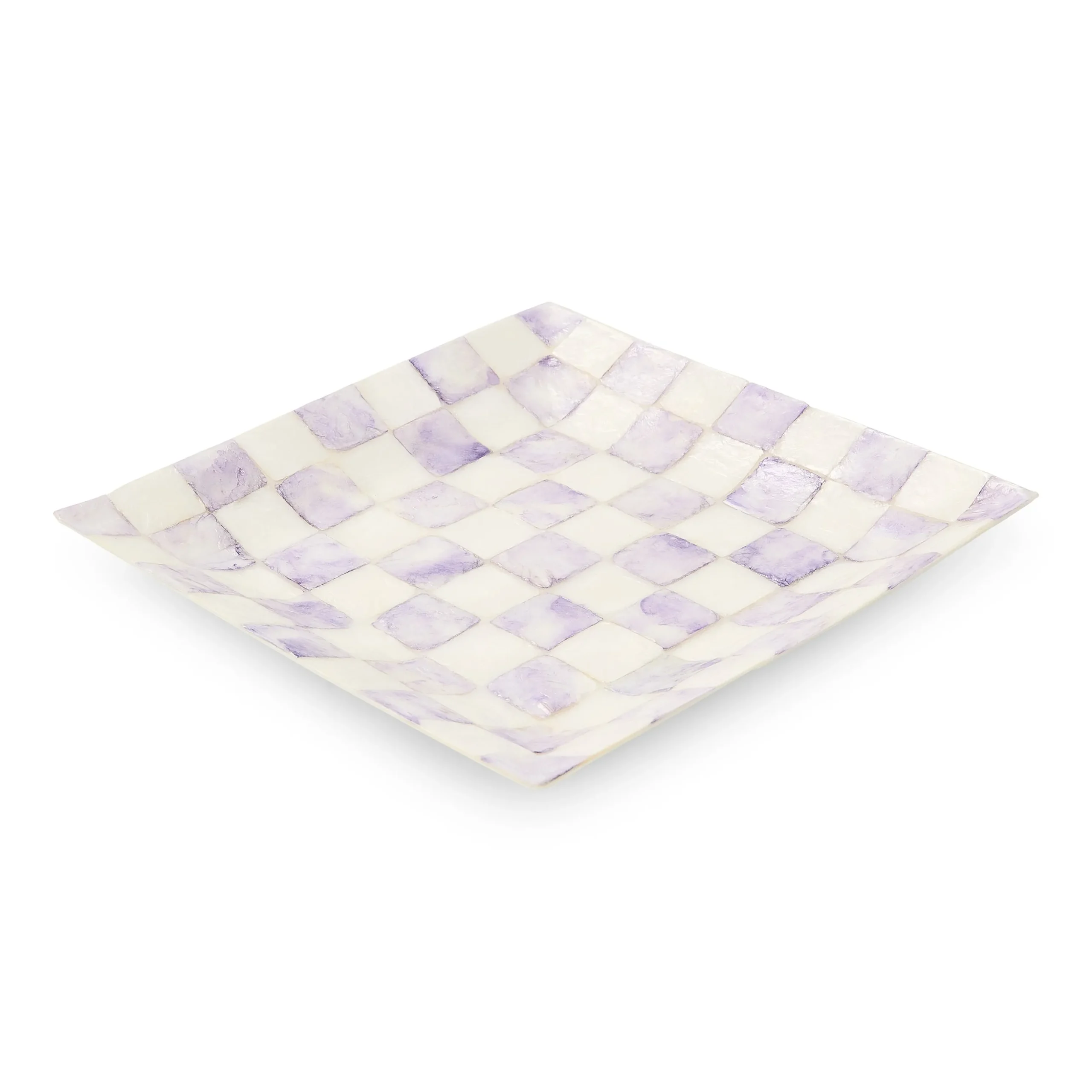 Violet Check Capiz Catchall Tray