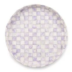 Violet Check Capiz Round Tray