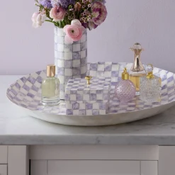 Violet Check Capiz Scalloped Box