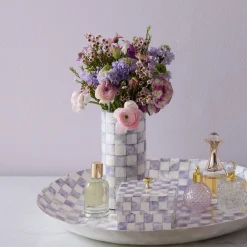 Violet Check Capiz Small Vase