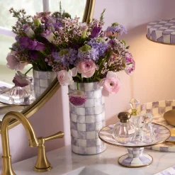 Violet Check Capiz Small Vase