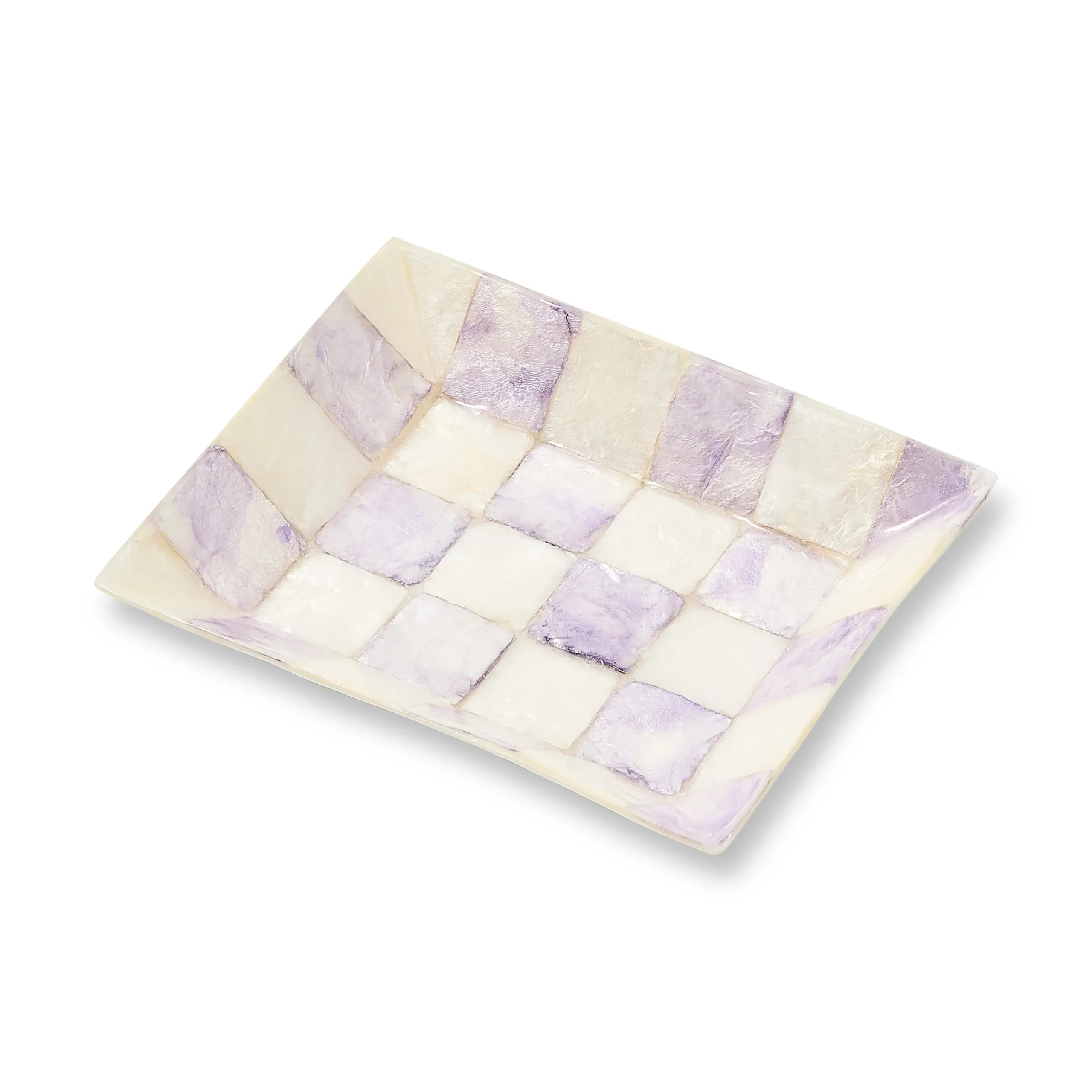 Violet Check Capiz Soap Dish