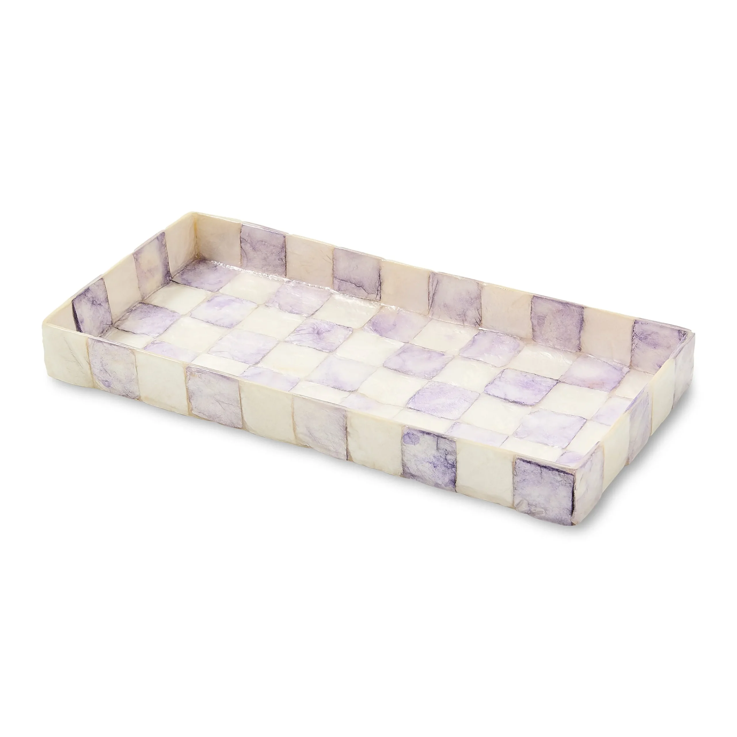 Violet Check Capiz Vanity Tray
