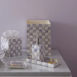 Violet Check Capiz Waste Bin