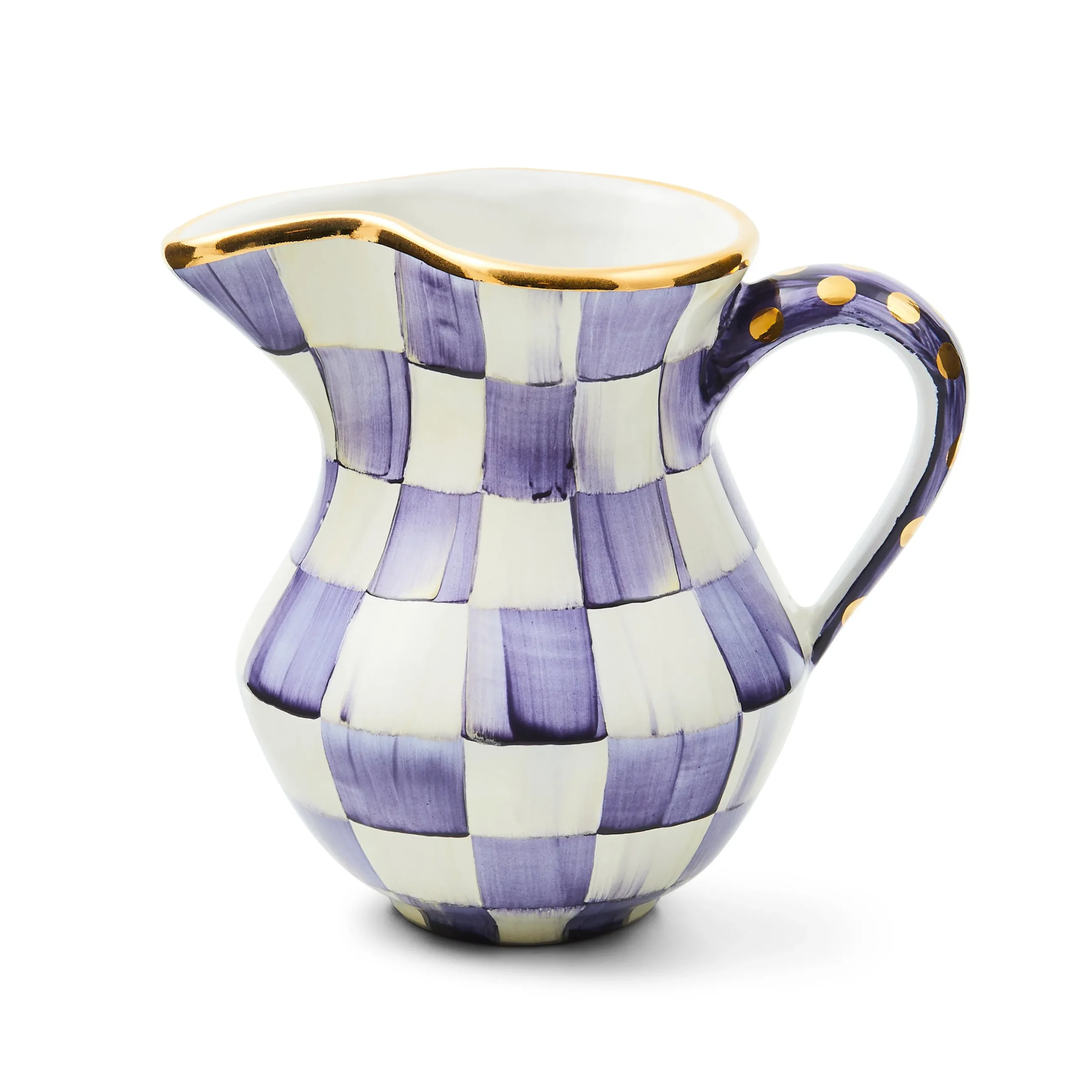Violet Check Ceramic Creamer