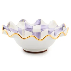 Violet Check Ceramic Fluted Breakfast Bowl