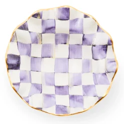 Violet Check Ceramic Fluted Breakfast Bowl