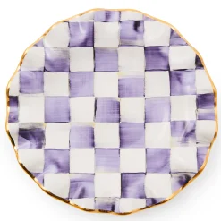 Violet Check Ceramic Fluted Dessert Plate