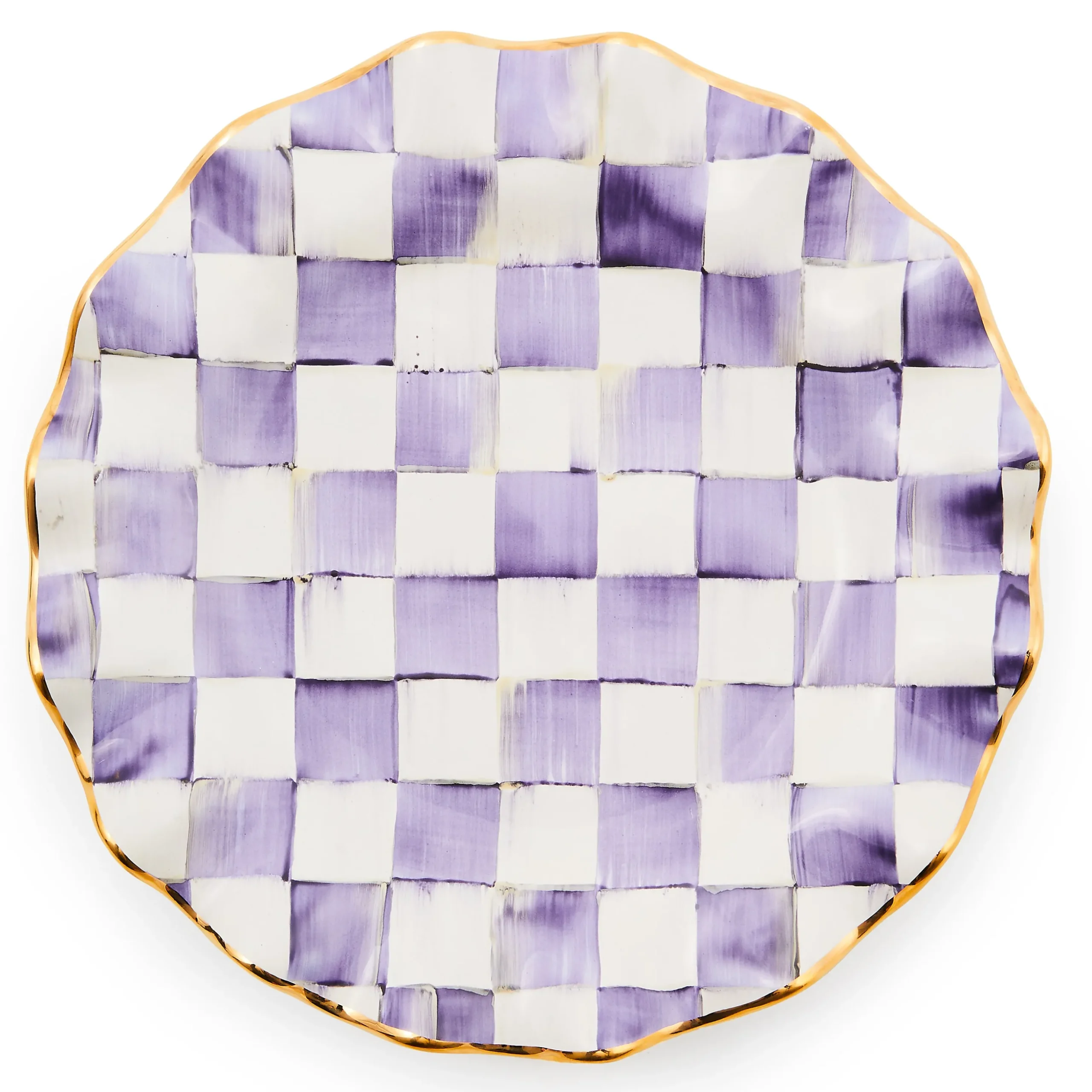 Violet Check Ceramic Fluted Dinner Plate