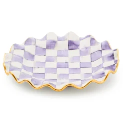Violet Check Ceramic Fluted Dinner Plate