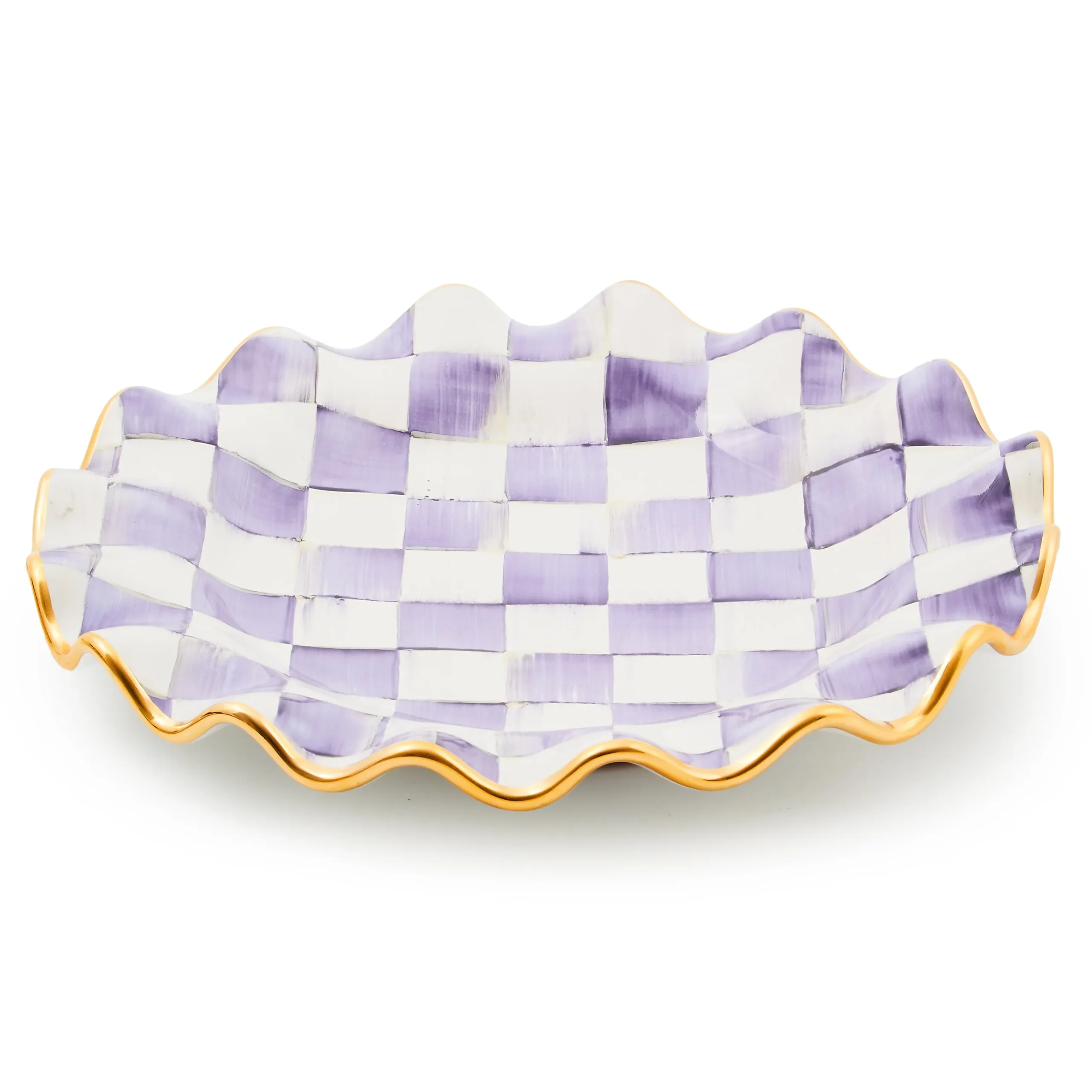 Violet Check Ceramic Fluted Dinner Plate
