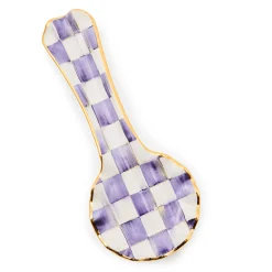 Violet Check Ceramic Spoon Rest