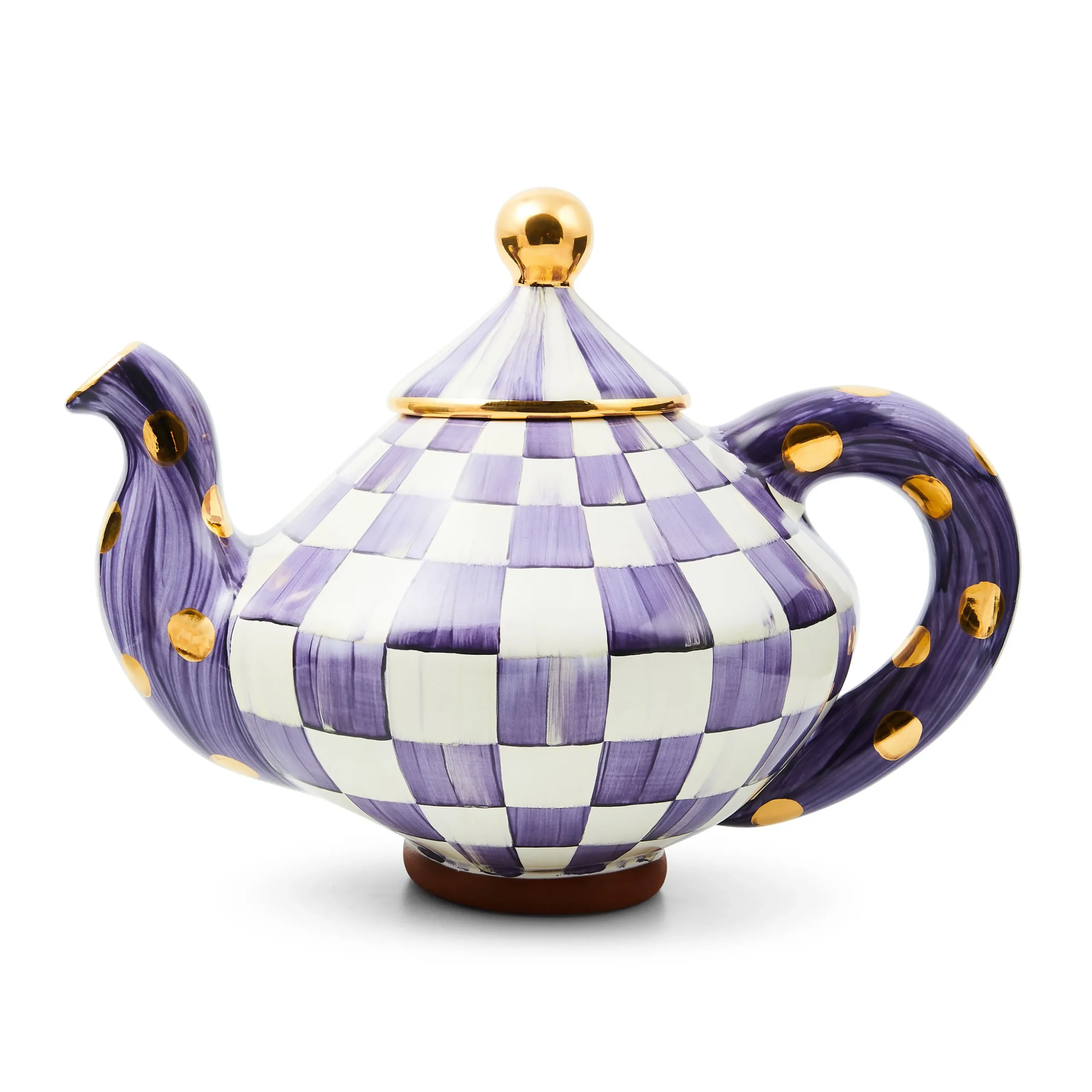 Violet Check Ceramic Teapot