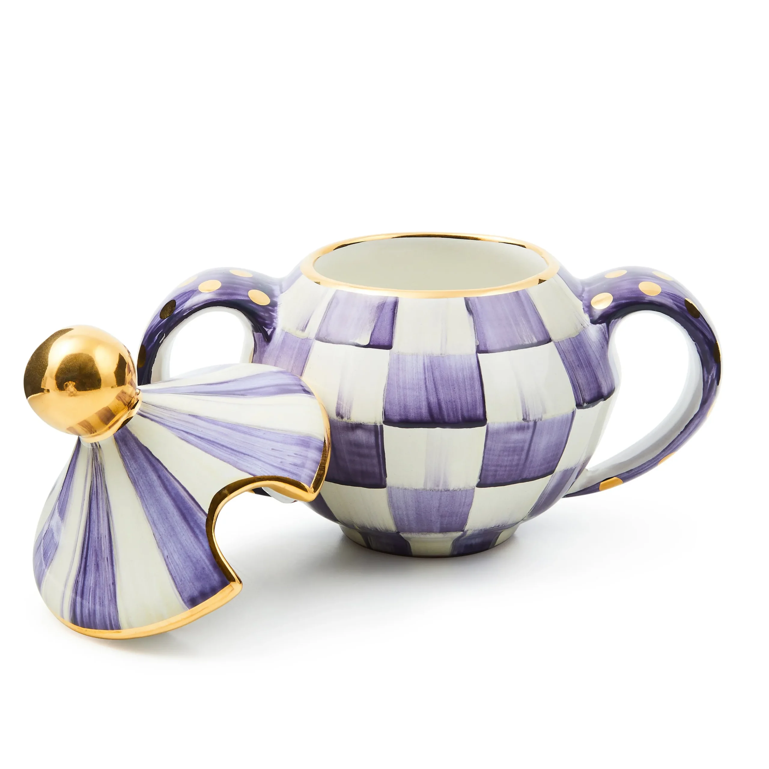 Violet Check Ceramic Two Tier Sweet Stand