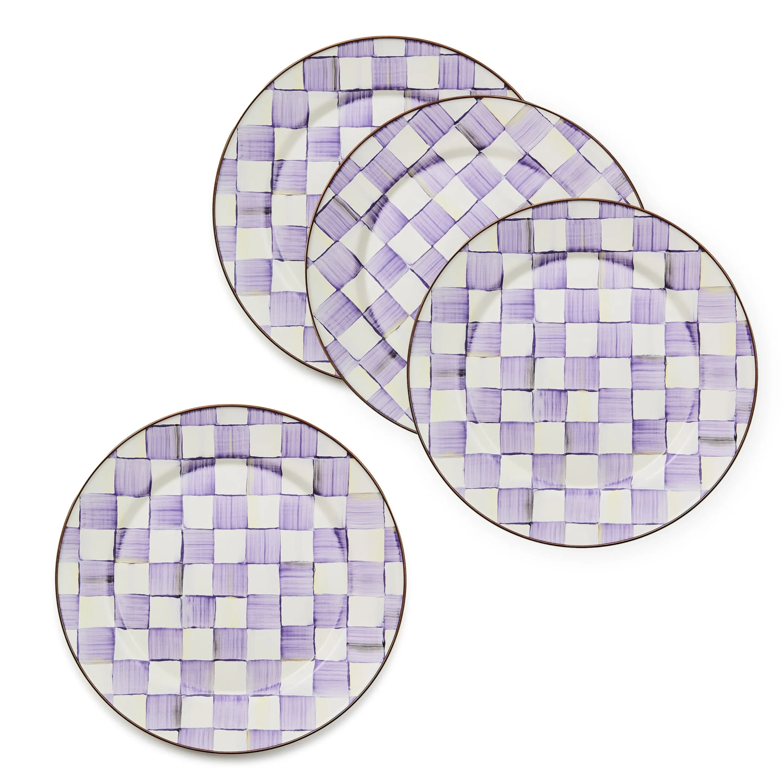Violet Check Chargers, Set of 4