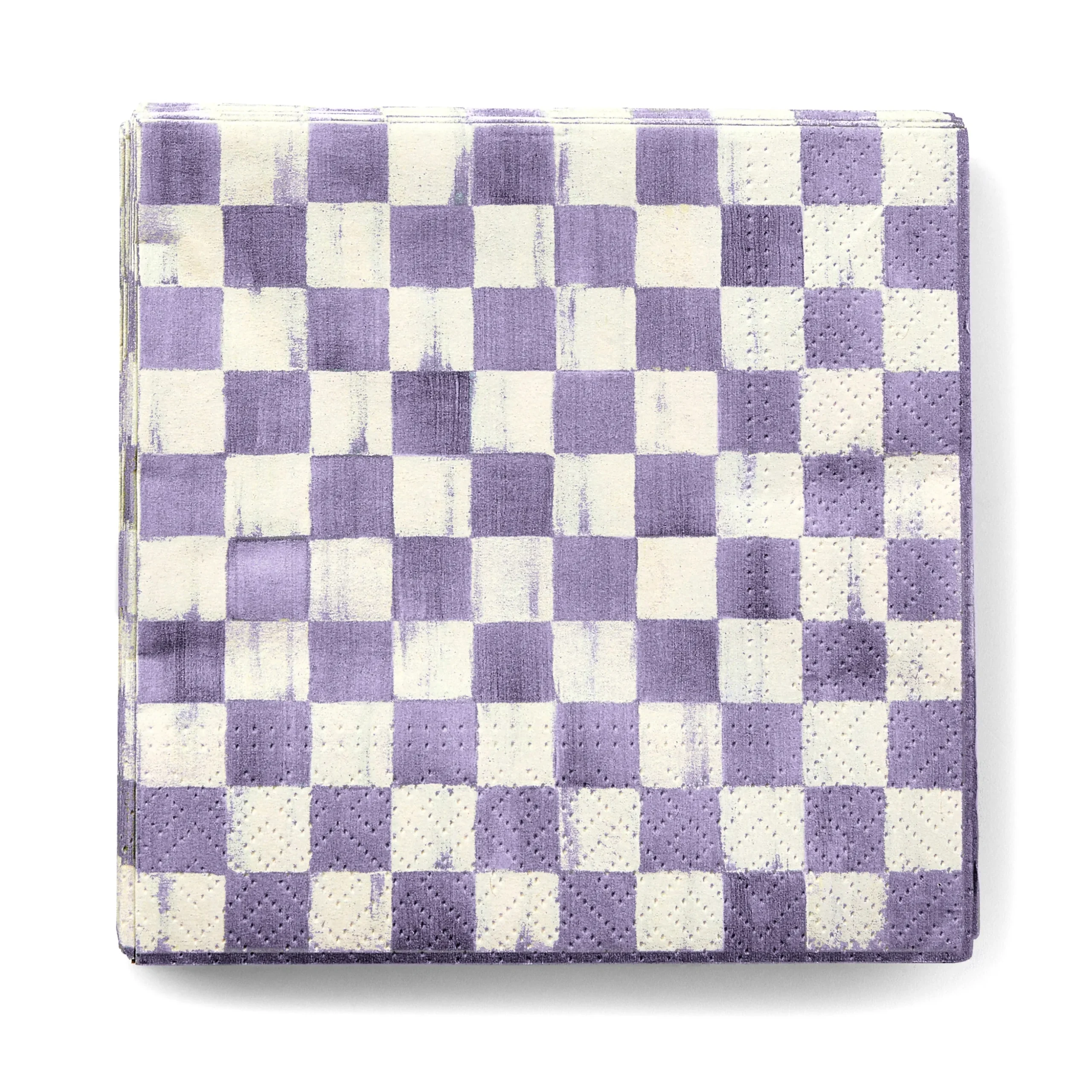 Violet Check Cocktail Paper Napkins