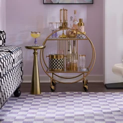 Violet Checkered 8' x 10' Washable Rug