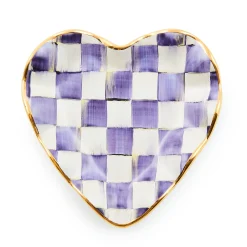 Violet Check Fluted Ceramic Heart Plate