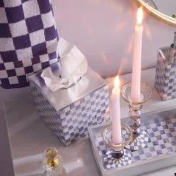 Violet Check Glass Boutique Tissue Cover